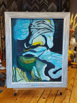 onbekend, abstract blauw, inlijsten