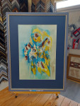 Sylvia de Leur, abstract aquarel, passe-partout en inlijsten