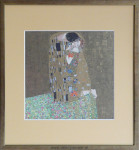 Prent, Gustav Klimt, De Kus, passe-partout en inlijsten