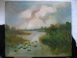 Na restauratie, schilderij landschap
