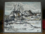 Albert Grosfeld, schilderij, boerderijen, inlijsten