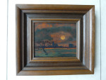 Schilderij, ondergaande zon, restauratie