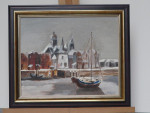 Schilderij, havenzicht, inlijsten