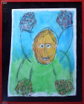 Tekening met gemengde techniek, inlijsten