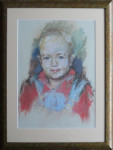 Pastel tekening, kinderportret, passe-partout en inlijsten