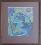 Wil Bruin, pastel tekening, passe-partout en inlijsten