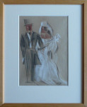 Wil Bruin, pastel tekening, passe-partout en inlijsten