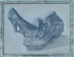 Christa Logman, houtskool tekening, inlijsten