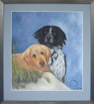 Schilderij, portret honden, passe-partout en inlijsten