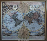 Handgekleurde kopergravure, J.B. Homann atlas, inlijsten
