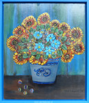 Joke Wegman, pot met bloemen, inlijsten, baklijst