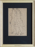 Ferdinand Erfmann, pentekening, logge vrouw, passe-partout en inlijsten