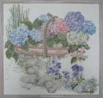 Borduren, Mandje Hortensia's, opspannen en inlijsten