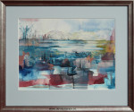 Marijke Zwart, aquarel, passe-partout  en inlijsten