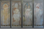 Poster Alfons Maria Mucha, Vier Tijden van de Dag, inlijsten