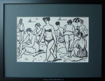 Ferdinand Erfmann, tekening, strand, passe-partout&inlijsten