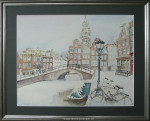 Aquarel, Westerkerk A'dam, passe-partout en inlijsten