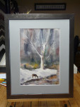 Onbekend, aquarel, Drinkend ree, passe-partout en inlijsten