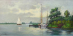 Na restauratie, schilderij bootjes op water
